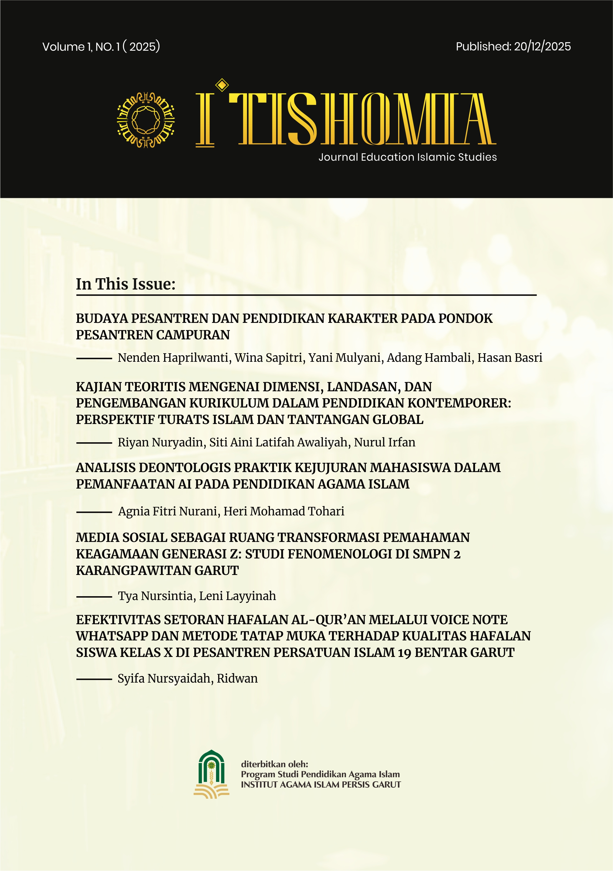 BUDAYA PESANTREN DAN PENDIDIKAN KARAKTER PADA PONDOK PESANTREN CAMPURAN